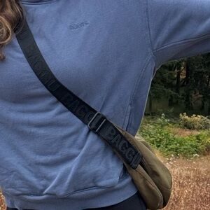 Olive green Baggu bag - well loved